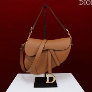 SADDLE BAG 25 WITH STRAP GOLD GRAINED CALFSKIN GHW