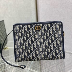 OBLIQUE BOOK TOTE 26 IN DARK BLUE MONOGRAM JACQUARD