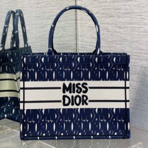 MISS MEDIUM TOTE 36 IN WHITE MIX DEEP COVE BLUE CANVAS